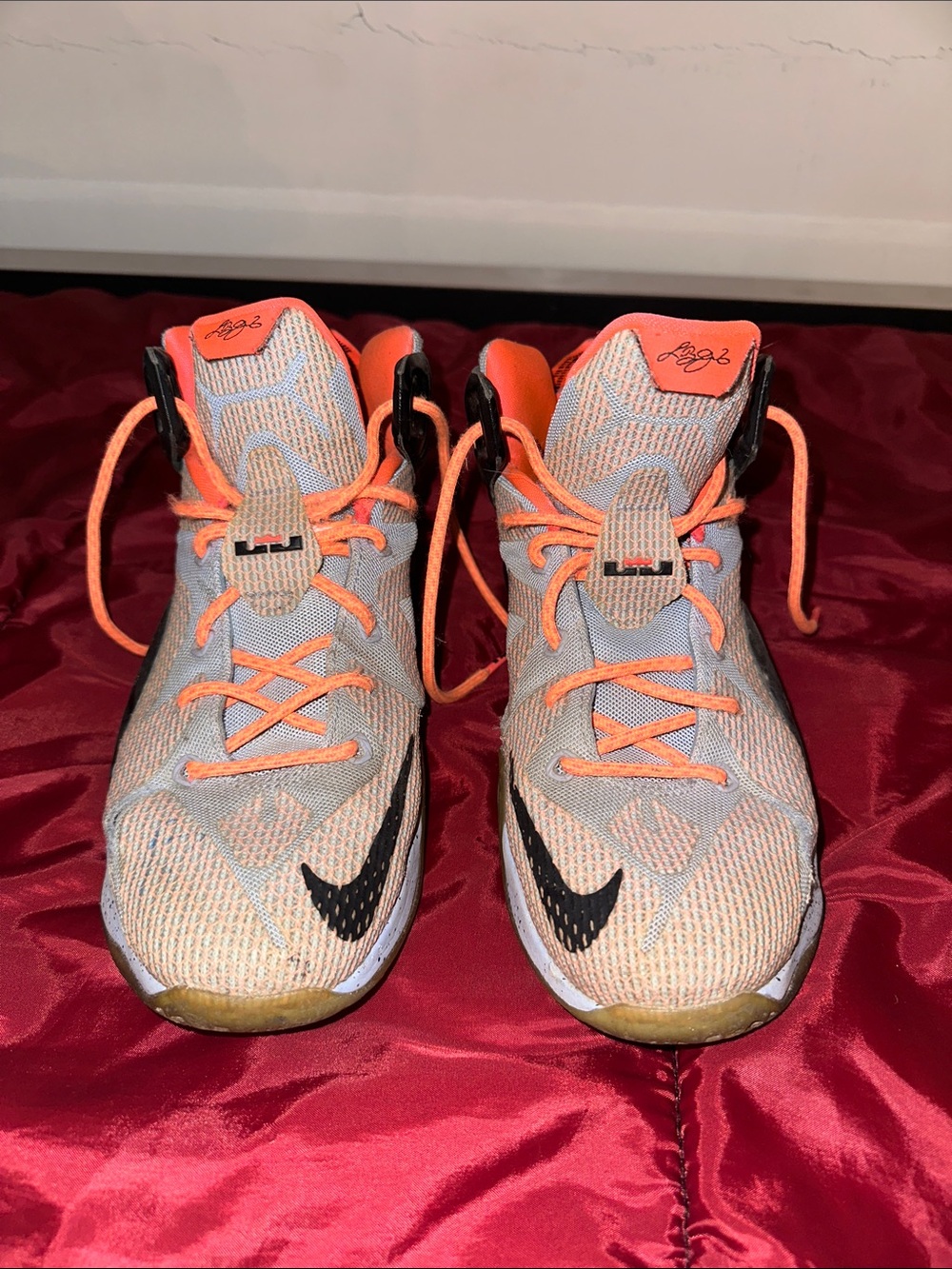 Nike Kids Orange and Gray Basketball Sneakers